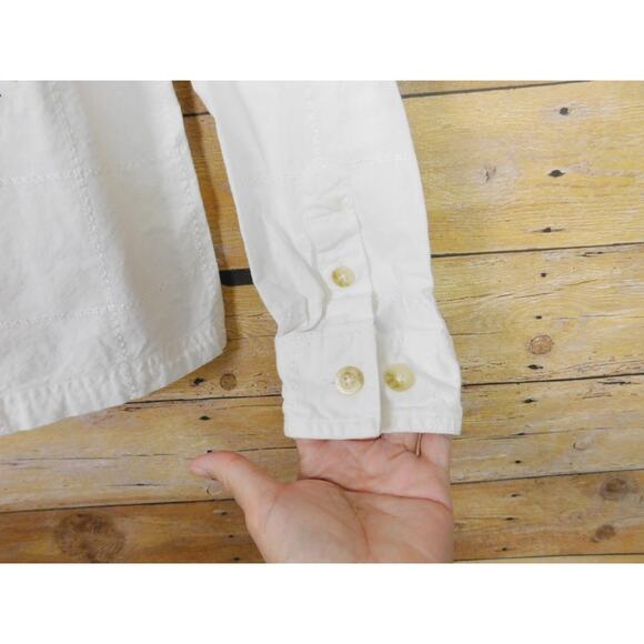 Vintage Cascade Blues Shirt Large White Embroidered Flowers Butterflies - Picture 4 of 9